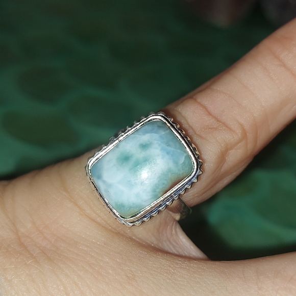 Dainty Square Larimar Ring Size 5.75 - Picture 6 of 7
